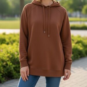 Calia Oversized Soft Scuba side slit hoodie Rust sz M